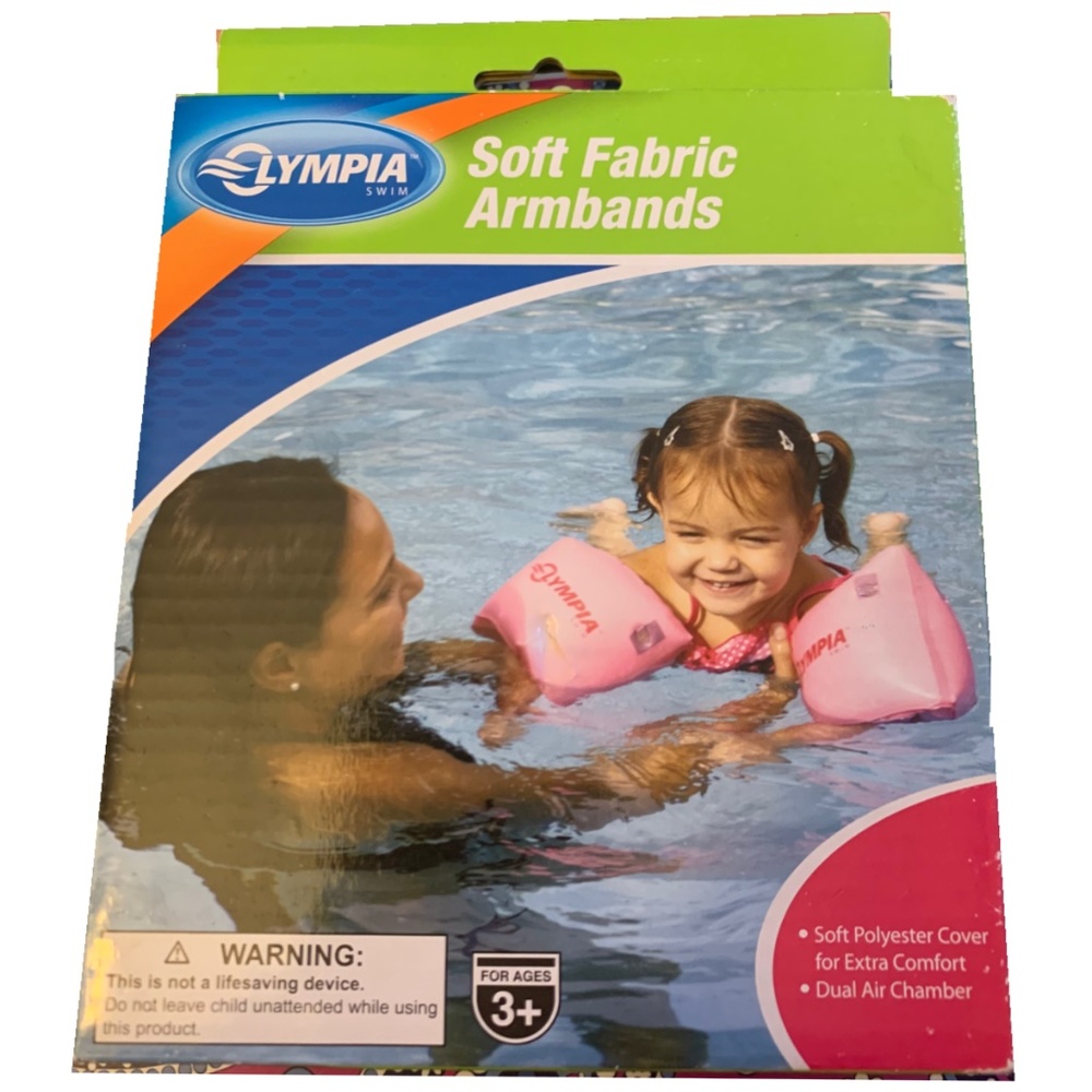 Olympia Swim Armbands Pink Soft Fabric Water Floaties Dual Air Chamber Age 3 NEW